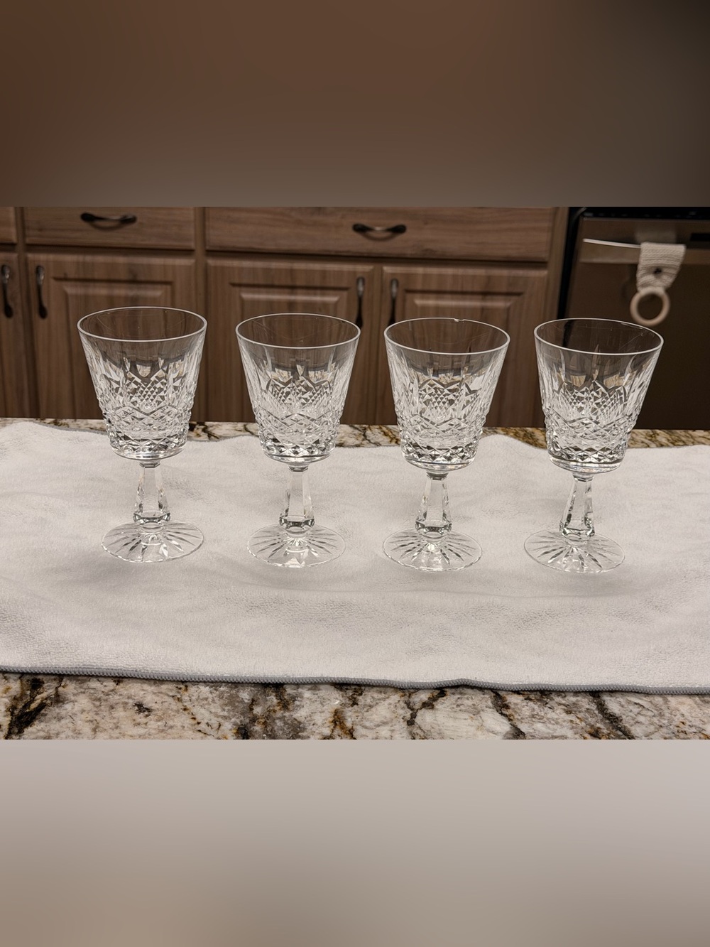 Waterford Vintage Crystal Wine Goblets Clear Crystal Stemware (Set of 4)